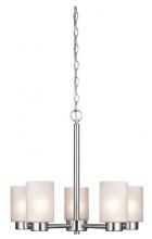 Westinghouse 6227400 - 5 Light Chandelier Brushed Nickel Finish Frosted Seeded Glass
