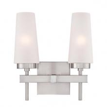 Westinghouse 6353300 - 2 Light Wall Fixture Brushed Nickel Finish Frosted Glass