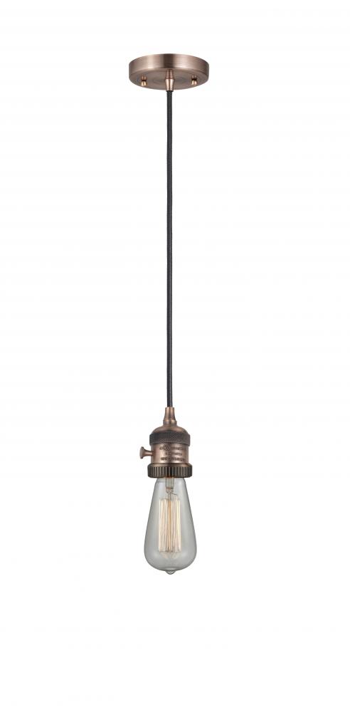 Bare Bulb - 1 Light - 3 inch - Antique Copper - Cord hung - Mini Pendant