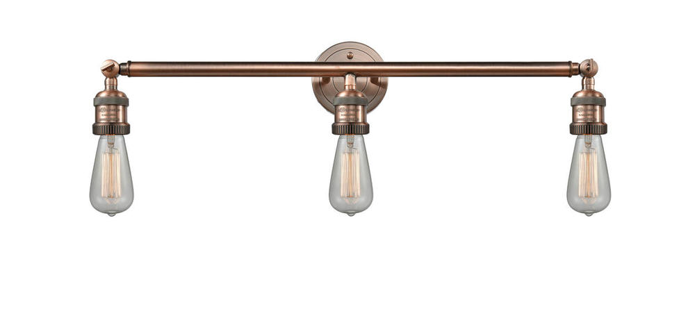 Bare Bulb - 3 Light - 30 inch - Antique Copper - Bath Vanity Light