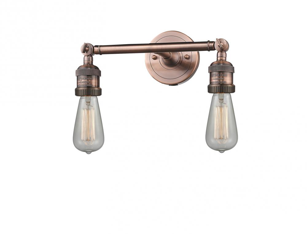 Bare Bulb - 2 Light - 11 inch - Antique Copper - Bath Vanity Light