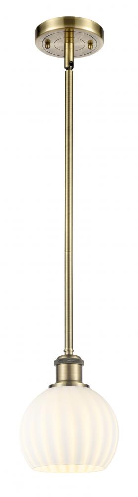 White Venetian - 1 Light - 6 inch - Antique Brass - Mini Pendant