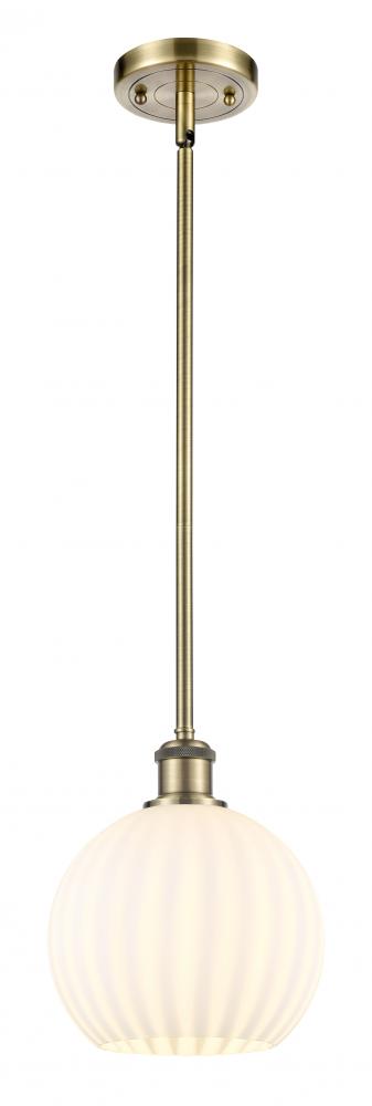 White Venetian - 1 Light - 8 inch - Antique Brass - Mini Pendant