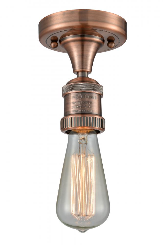 Bare Bulb - 1 Light - 5 inch - Antique Copper - Semi-Flush Mount