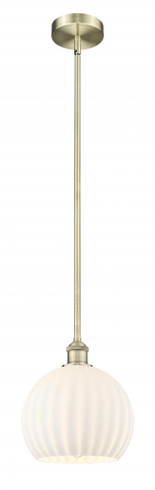 White Venetian - 1 Light - 10 inch - Antique Brass - Stem Hung - Mini Pendant