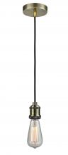 Innovations Lighting 100AB-10BK-1AB - Edison - 1 Light - 2 inch - Antique Brass - Cord hung - Mini Pendant