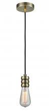 Innovations Lighting 100AB-10BK-5AB - Gatsby - 1 Light - 2 inch - Antique Brass - Cord hung - Mini Pendant