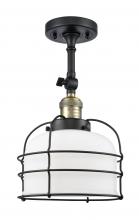 Innovations Lighting 201F-BAB-G71-CE - Bell Cage - 1 Light - 9 inch - Black Antique Brass - Semi-Flush Mount