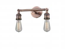 Innovations Lighting 208-AC - Bare Bulb - 2 Light - 11 inch - Antique Copper - Bath Vanity Light