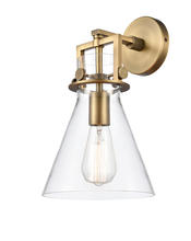 Innovations Lighting 411-1W-BB-8CL - Newton Cone - 1 Light - 8 inch - Brushed Brass - Sconce