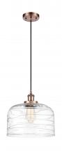 Innovations Lighting 916-1P-AC-G713-L - Bell - 1 Light - 12 inch - Antique Copper - Cord hung - Mini Pendant