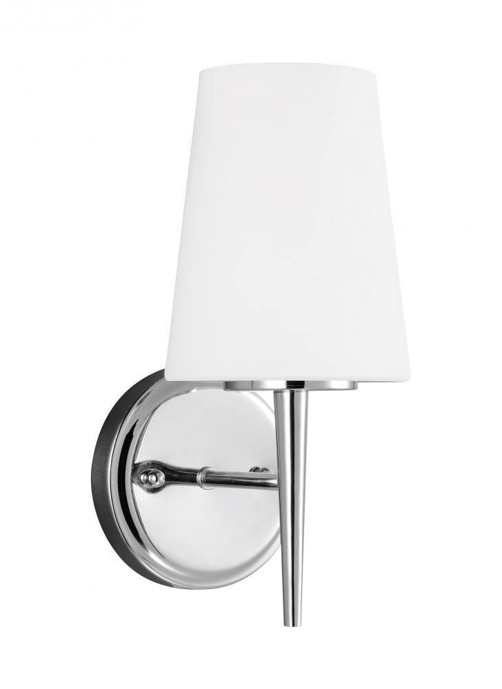 Driscoll contemporary 1-light indoor dimmable bath vanity wall sconce in chrome silver finish with c
