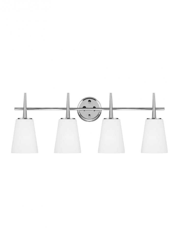 Driscoll contemporary 4-light indoor dimmable bath vanity wall sconce in chrome silver finish with c