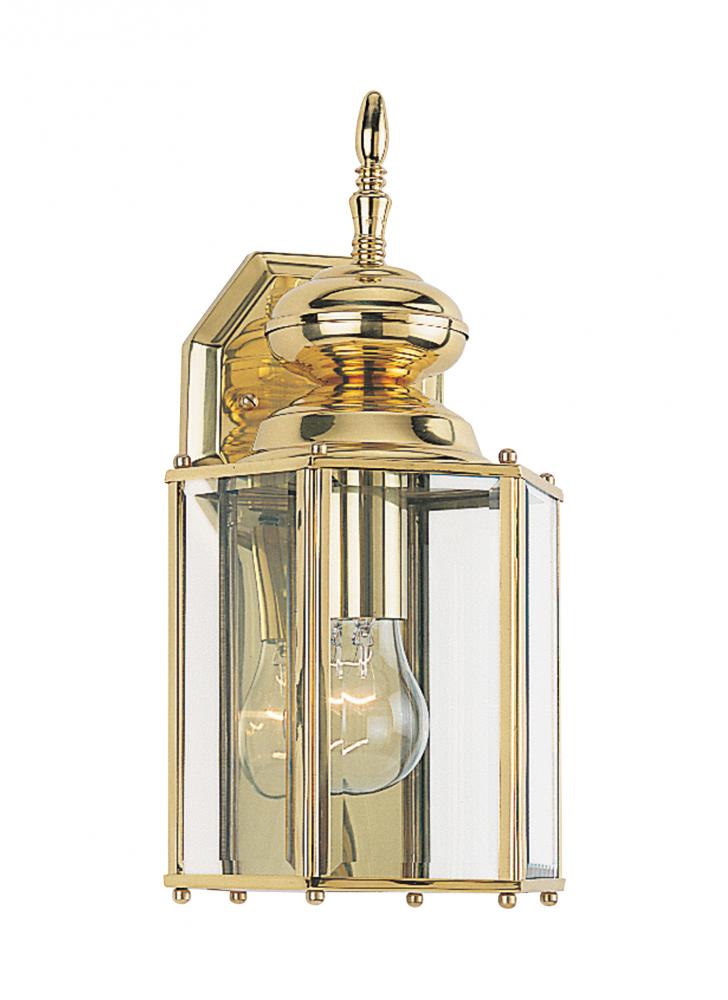 Classico traditional 1-light outdoor exterior medium wall lantern sconce in polished brass gold fini