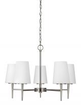 Generation Lighting 3140405-962 - Driscoll contemporary 5-light indoor dimmable ceiling chandelier pendant light in brushed nickel sil