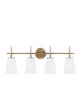 Generation Lighting 4440404-848 - Driscoll contemporary 4-light indoor dimmable bath vanity wall sconce in satin brass gold finish wit