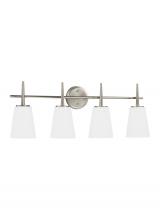 Generation Lighting 4440404-962 - Driscoll contemporary 4-light indoor dimmable bath vanity wall sconce in brushed nickel silver finis