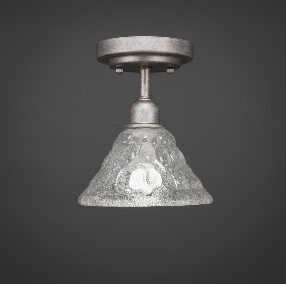 Vintage 1 Bulb Semi-Flush Shown In Aged Silver Finish