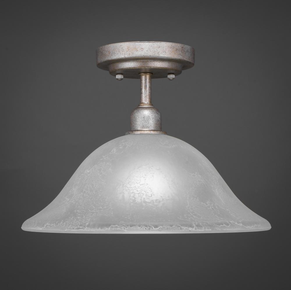 Vintage 1 Bulb Semi-Flush Shown In Aged Silver Finish