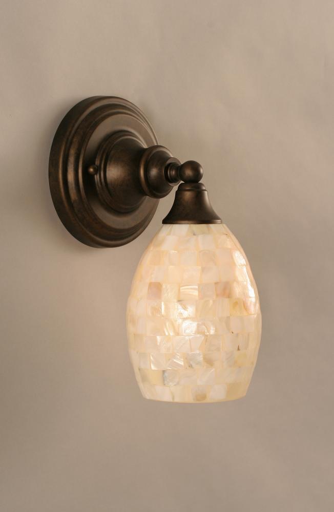 One Light Bronze Seashell Glass Wall Light
