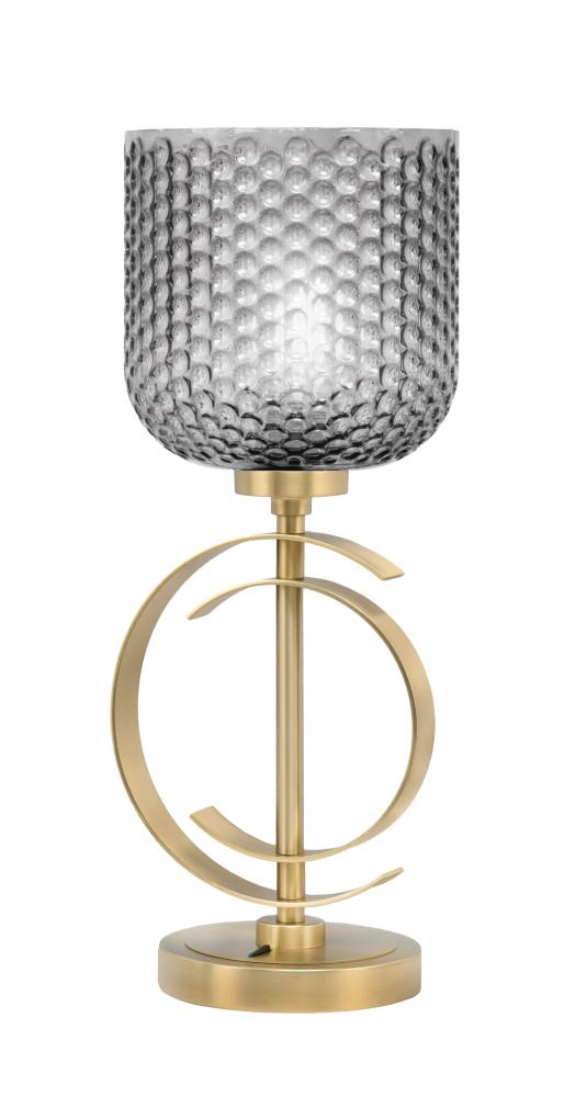 Accent Lamp, New Age Brass Finish, 7" Smoke Textured Glass