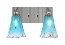 Toltec Company 1162-BN-725 - Edge 2 Light Bath Bar, Brushed Nickel Finish, 5.5" Fluted Teal Crystal Glass