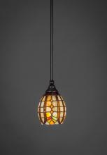Toltec Company 23-BC-9871 - One Light Black Copper Paradise Tiffany Glass Down Mini Pendant