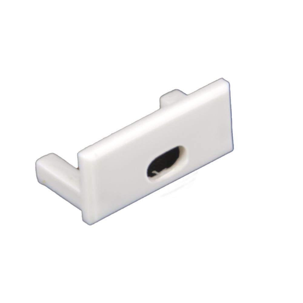 END CAP WITH WIRE FEED HOLE FOR HELM EXT., WHITE PLASTIC