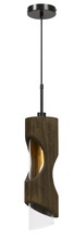 CAL Lighting FX-3669-1P - 60W Zamora Wood Pendant With Clear Glass Shade (Edison Bulb Not included)