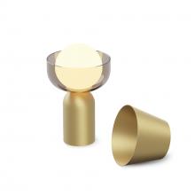 Koncept Inc GUY-BRS+BDGY - Guy LED Lantern with Shade (Brass) w/ Bowl Collar (Dark Grey Glass)