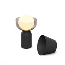 Koncept Inc GUY-MTB+BDGY - Guy LED Lantern with Shade (Matte Black) w/ Bowl Collar (Dark Grey Glass)