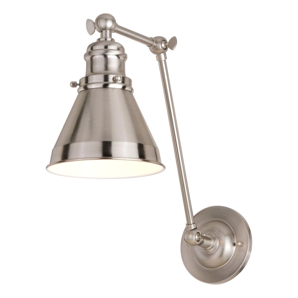 Alexis 6-in. Adjustable Wall Light Satin Nickel and Matte White