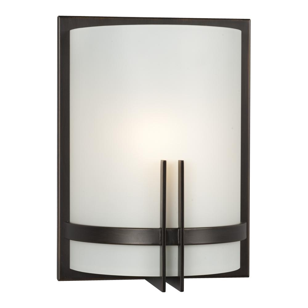 Wall Sconce - Oil Rubbed Bronze with Frosted White Glass