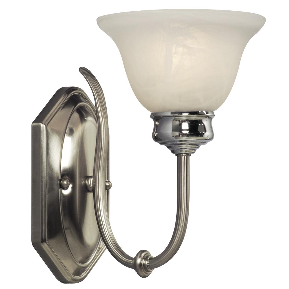 Single Wall Bracket - Brushed Nickel / Chrome with Marbled Glass