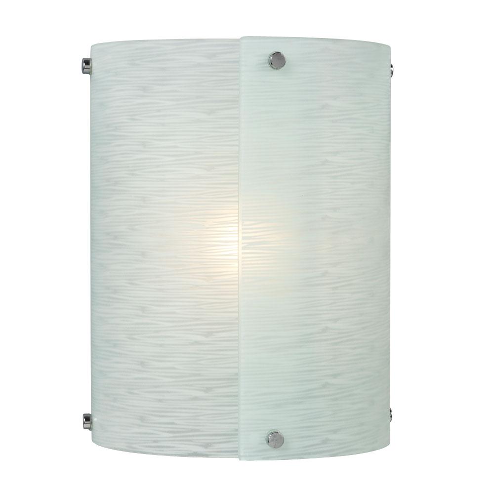 LED Wall Sconce - in Polished Chrome finish with Frosted Textured Glass