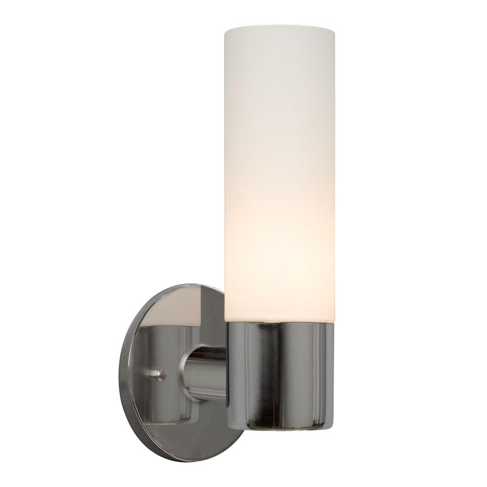 Wall Sconce - in Polished Chrome finish with White Cylinder Glass