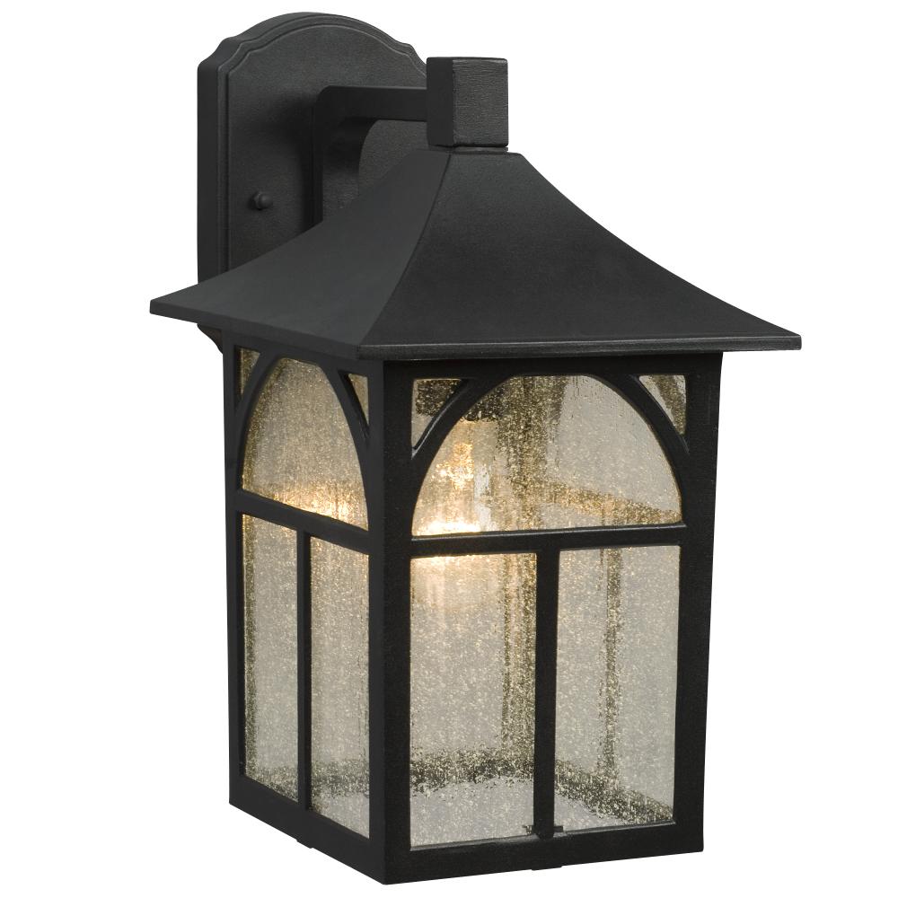 Outdoor Lantern - Black with Clear Seeded Glass