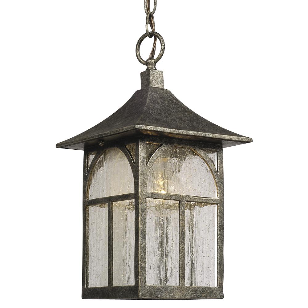Outdoor Lantern - Antique Silver with Clear Seeded Glass