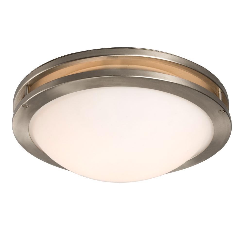 LED Flush Mount Ceiling Light - in Brushed Nickel finish with Frosted White Glass