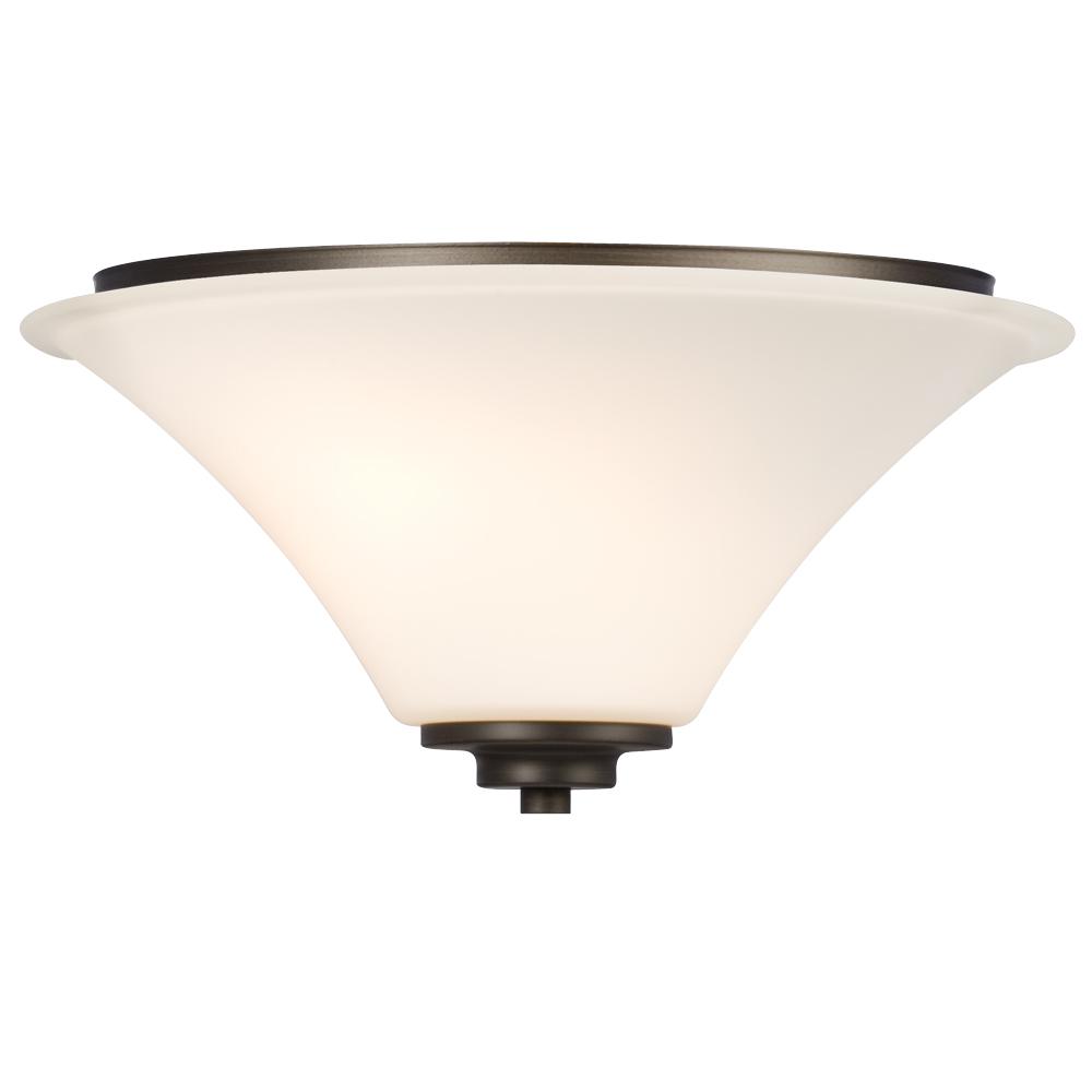 2-Light Flush Mount - Oil Rubbed Bronze with White Glass