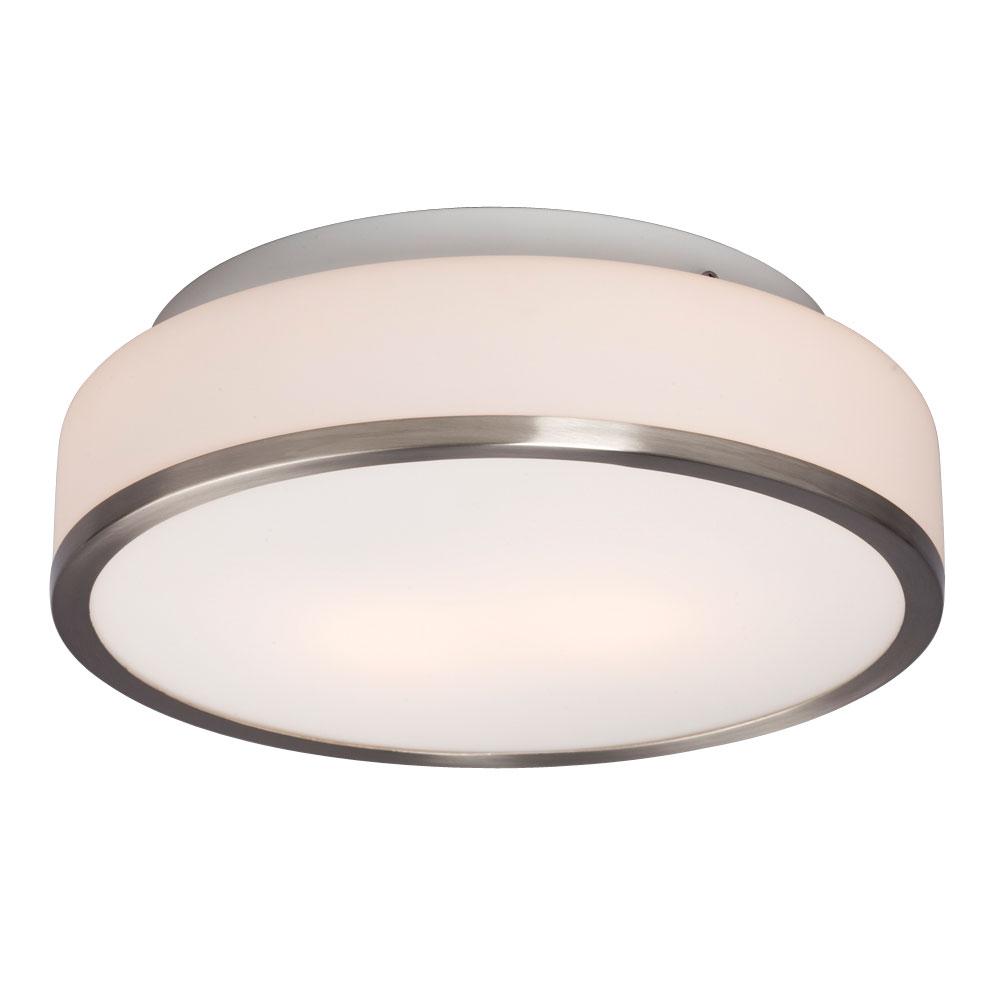 LED Flush Mount Ceiling Light - in Brushed Nickel finish with White Glass