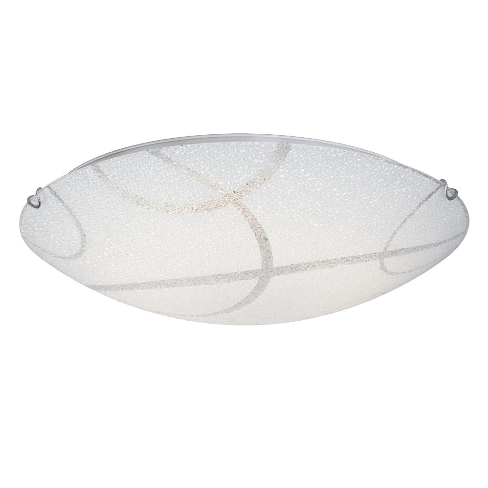 LED Flush Mount Ceiling Light - in Polished Chrome finish with White Patterned Sugar Glass