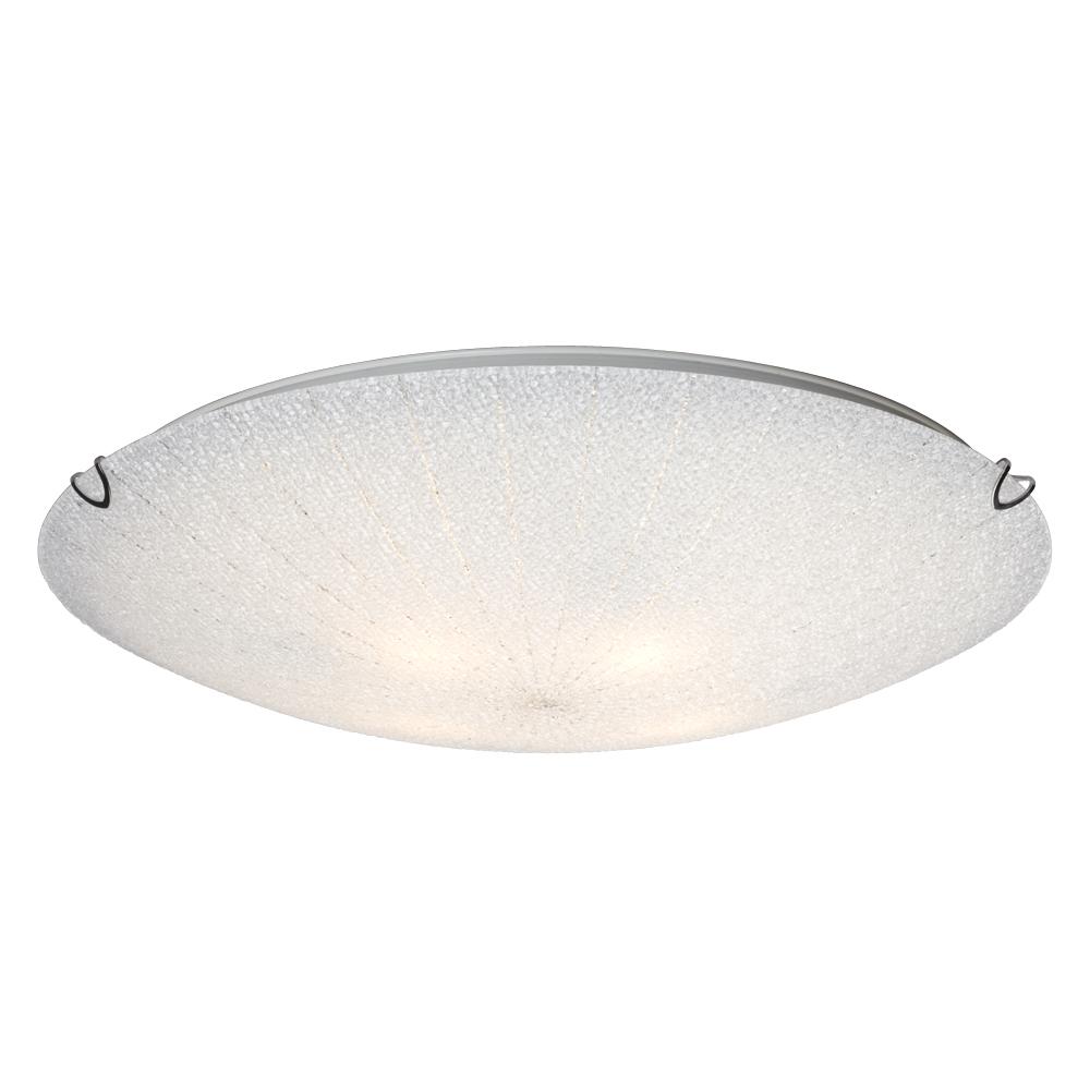 LED Flush Mount Ceiling Light - in Polished Chrome finish with Patterned White Sugar Glass