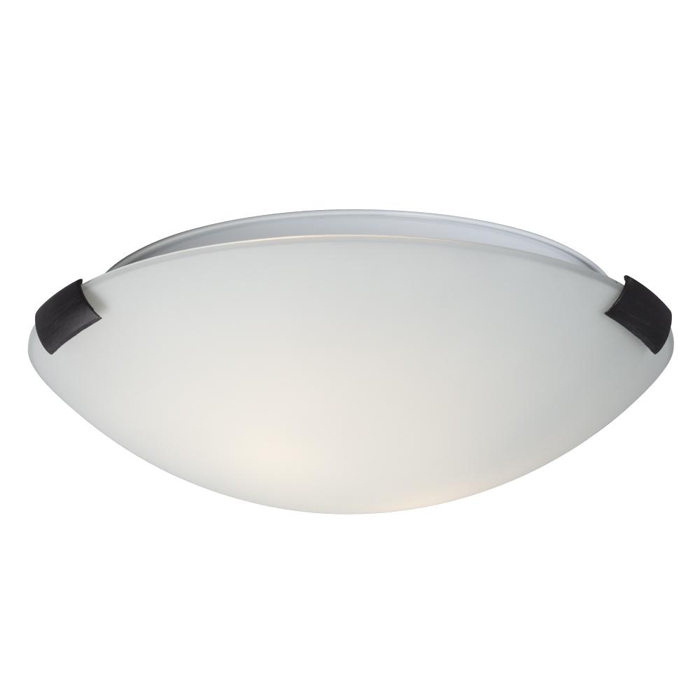 12" Flush Mount Ceiling Light - Oil Rubbed Bronze Clips with White Glass