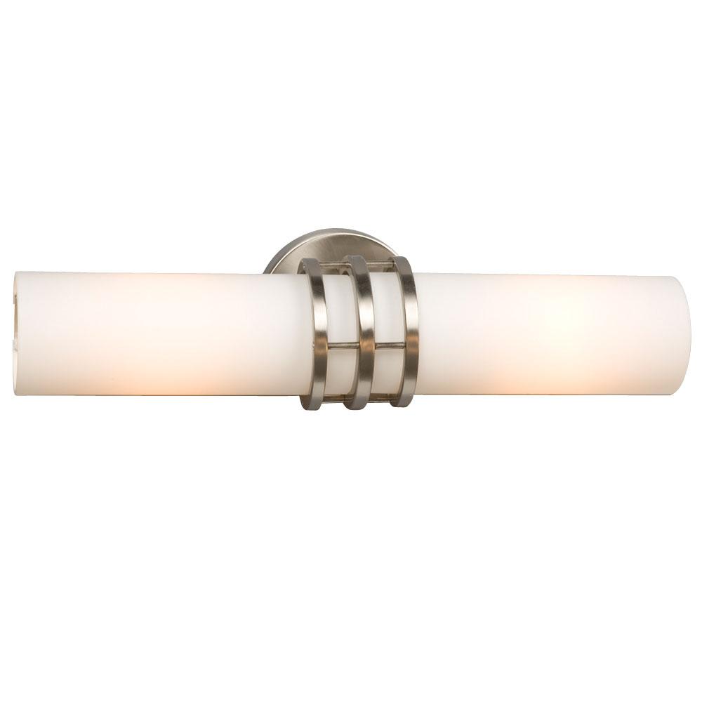 2-Light Bath & Vanity Light - in Brushed Nickel finish with Frosted White Glass