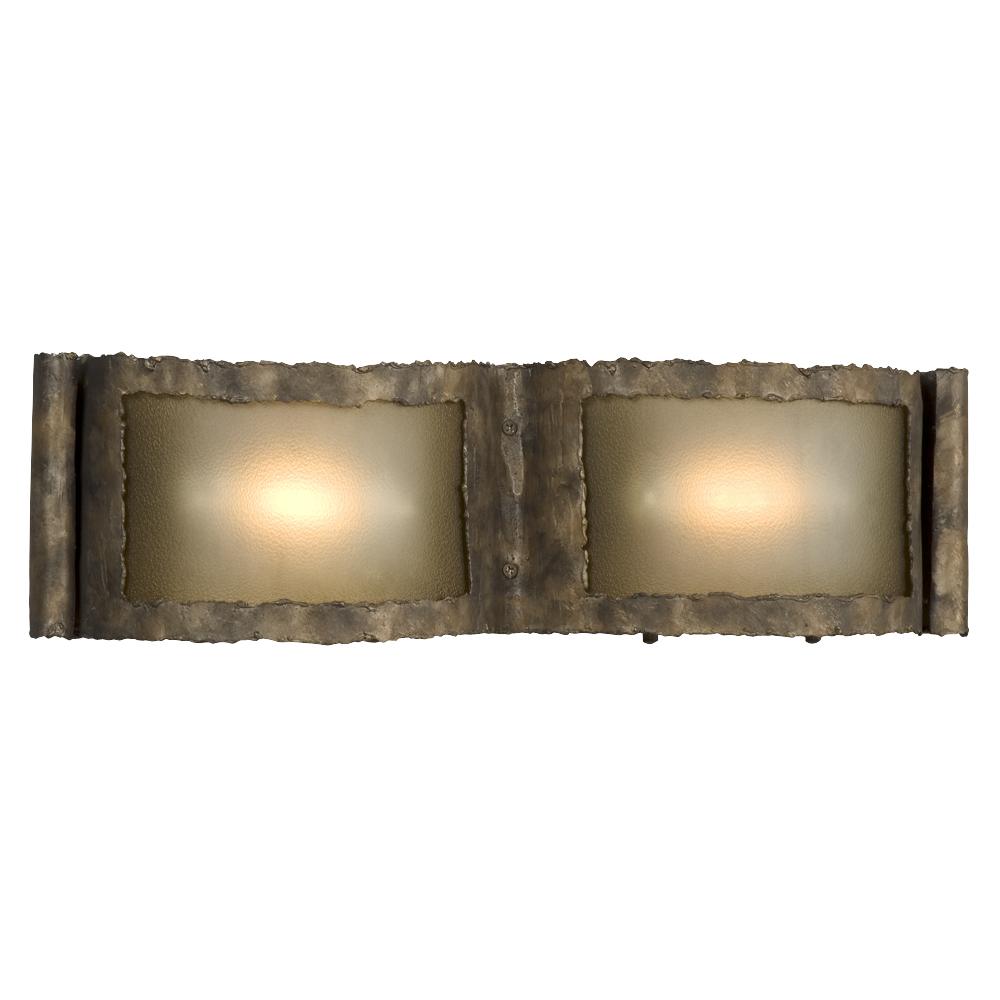 Two Light Vanity - Bed Rock w/ Smoked Bronze Glass