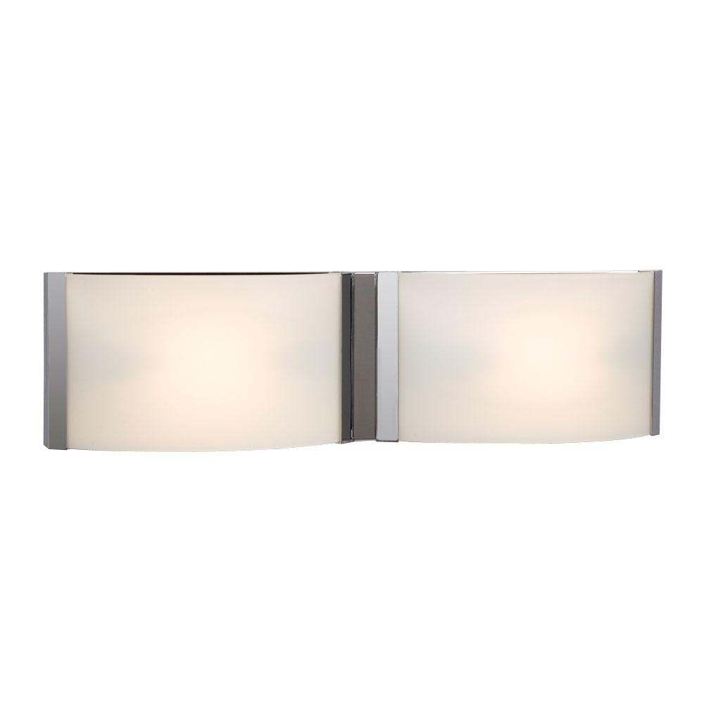 LED 2-Light Bath & Vanity Light - in Polished Chrome finish with Satin White Glass
