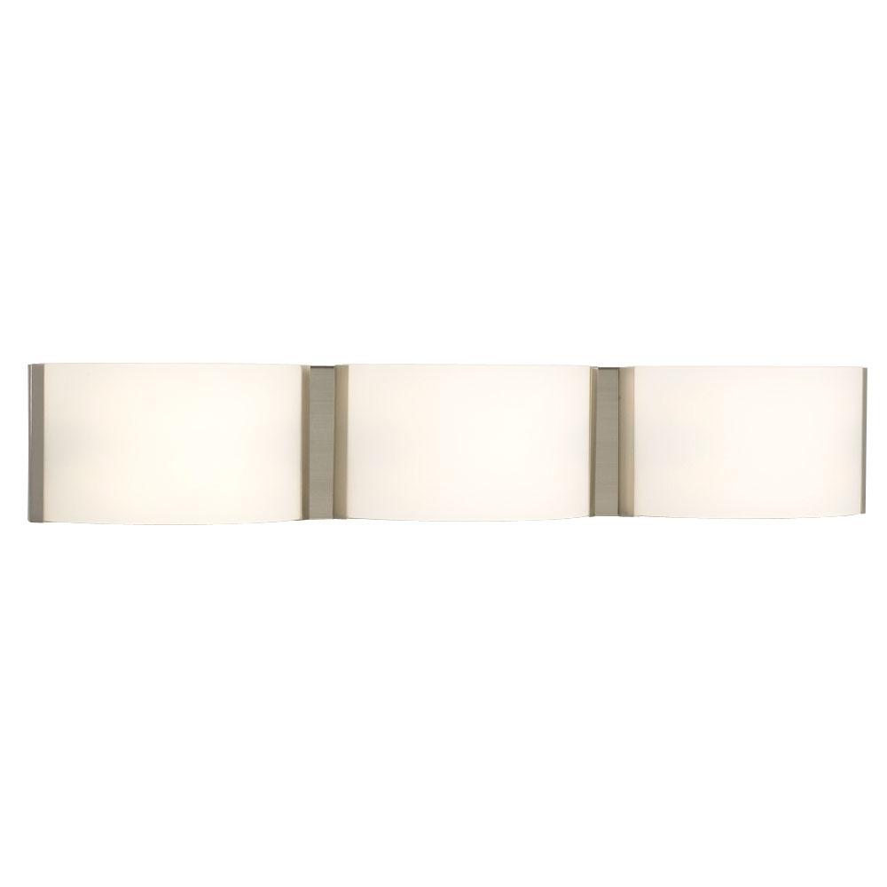 LED 3-Light Bath & Vanity Light - in Brushed Nickel finish with Satin White Glass