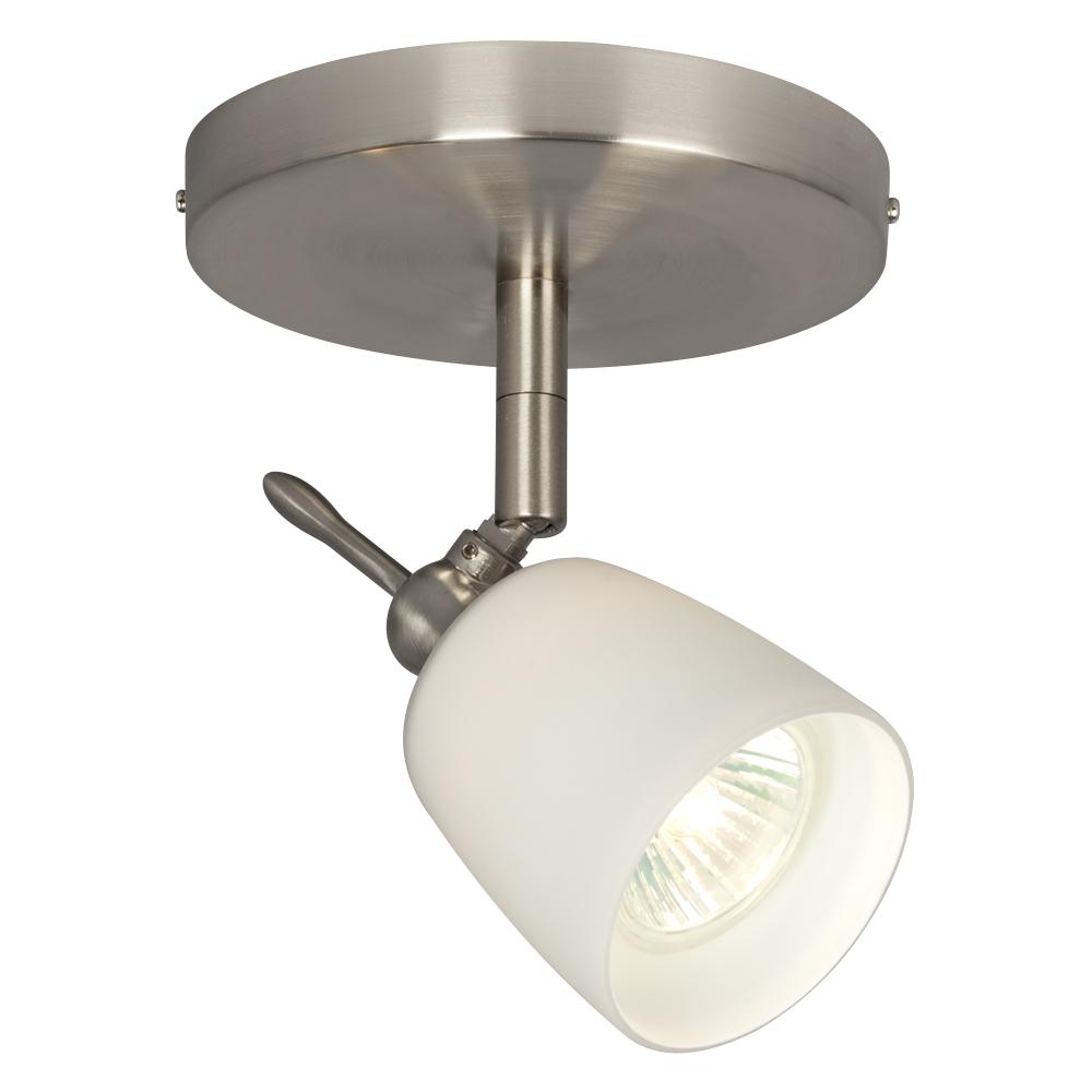 Single Halogen Monopoint - Brushed Nickel with White Glass