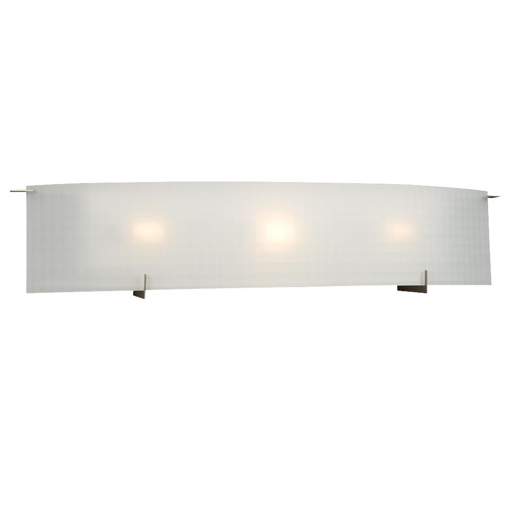 Three Light Vanity - Pewter w/Frosted Checkered Glass with Med. Base